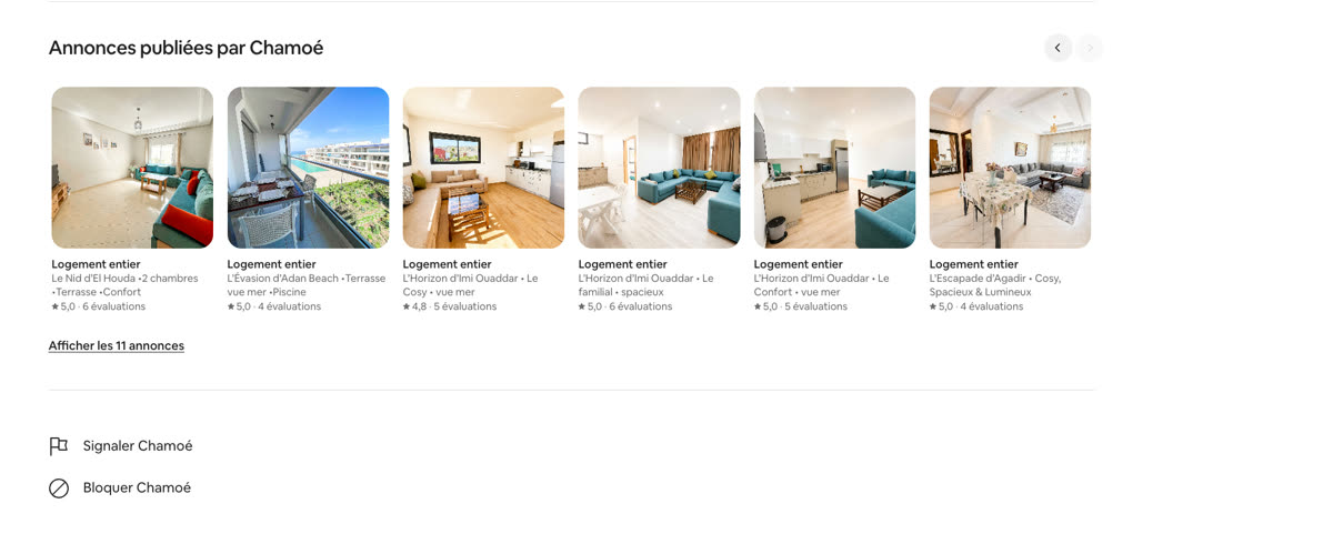 Annonces Airbnb publiées par Chamoé