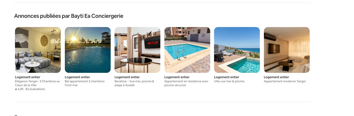Annonces Airbnb publiées par Bayti Ea Conciergerie