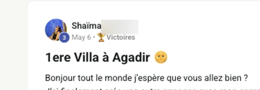 Victoire partagée par Shaïma