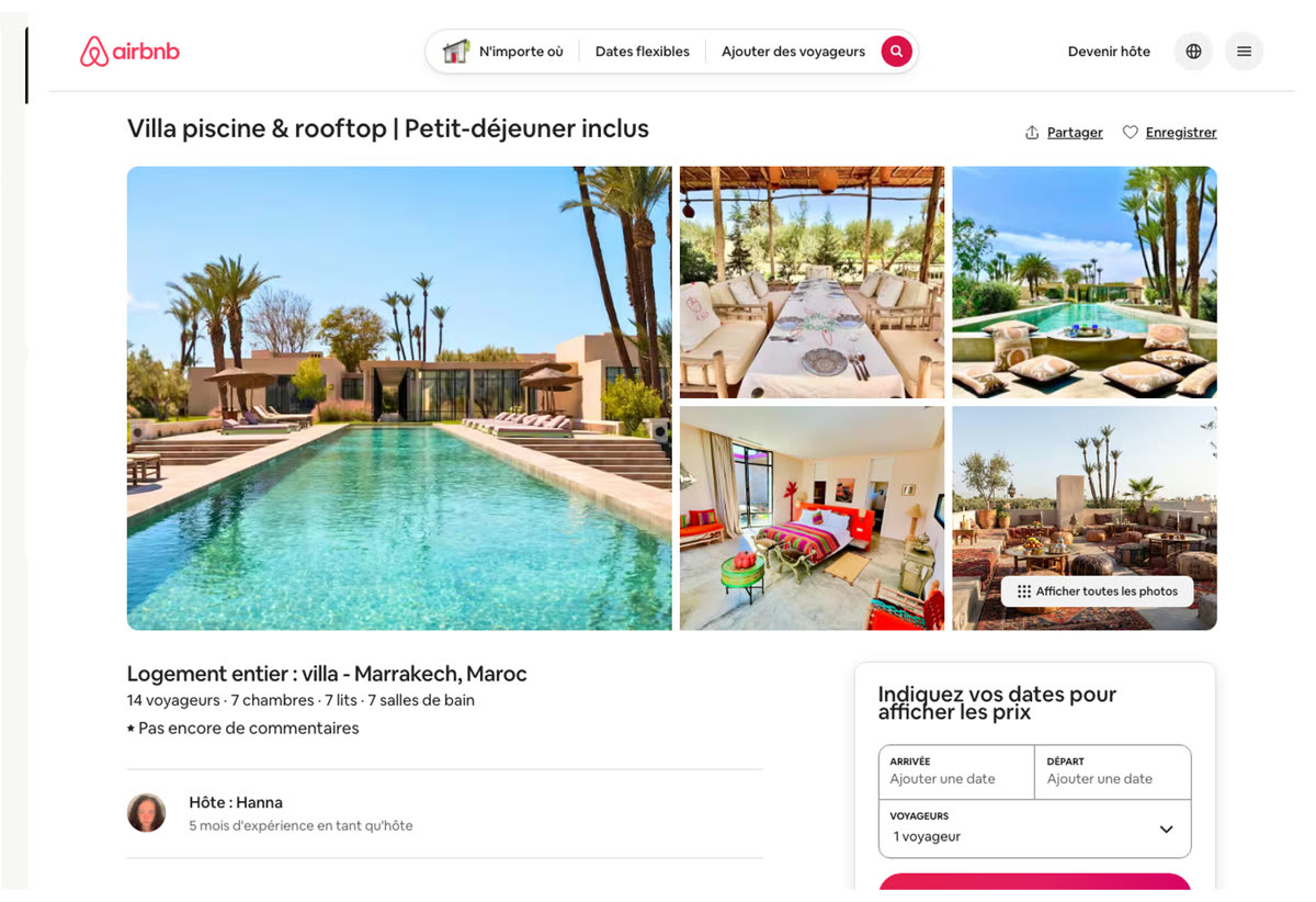 Villa mise en ligne sur Airbnb par Akaa